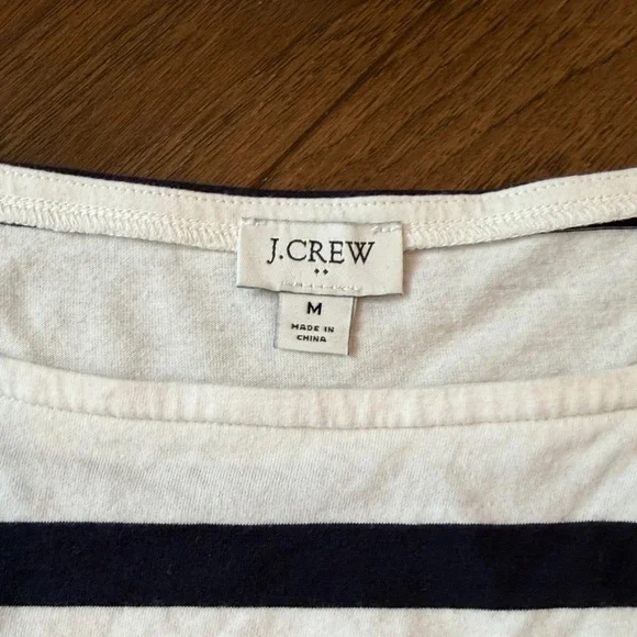 J. Crew Navy and White Striped Top Long Sleeve Medium C1-009 - Picture 2 of 5